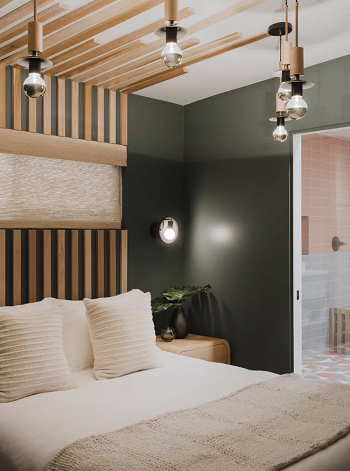 Light wood and forest Wanted Two Color Combination Ideas For Double Impact Bedroom Wall