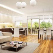 Modern large kitchen with apartment living room