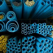 Blue and yellow pvc tubes