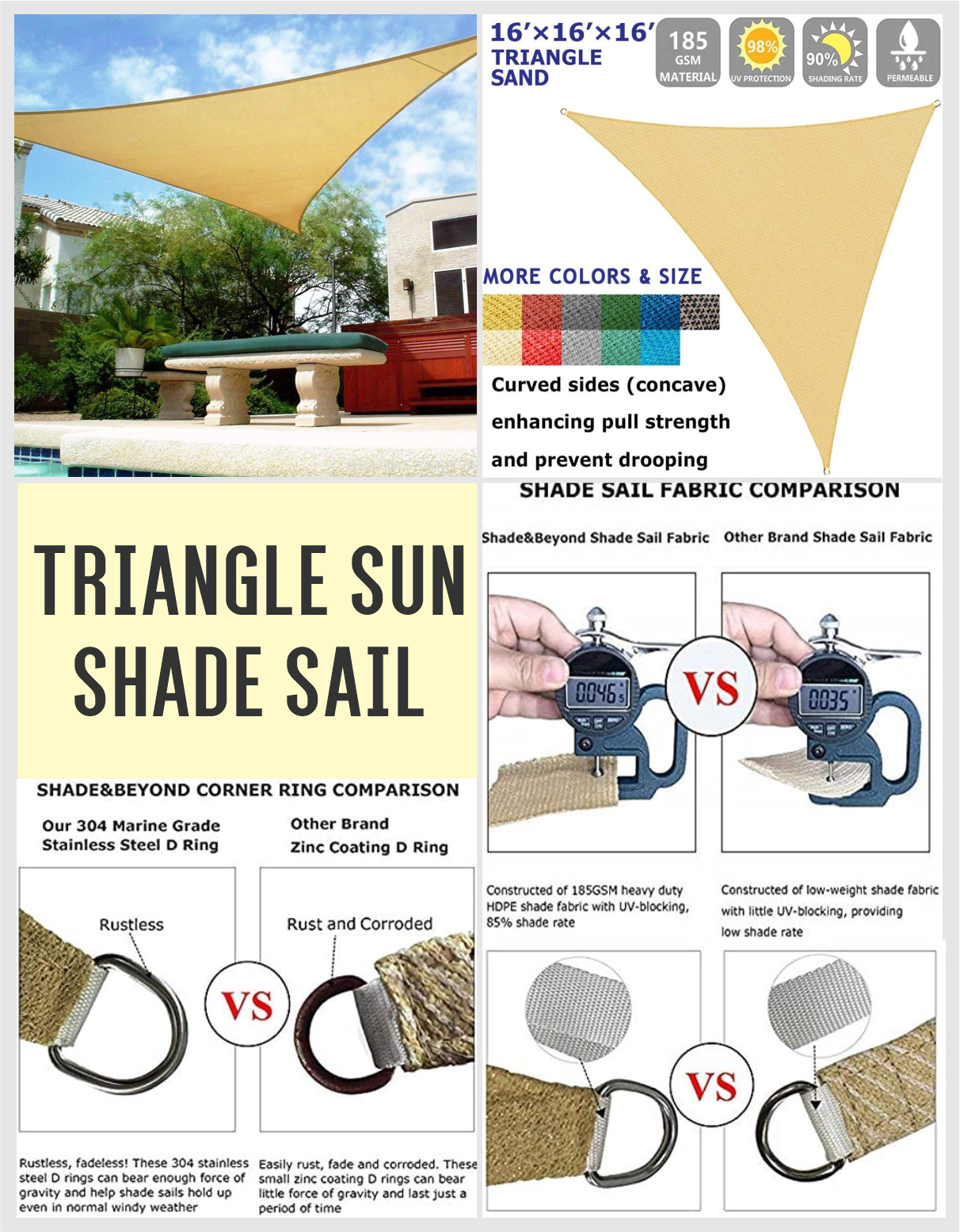 Triangle sun shade sail