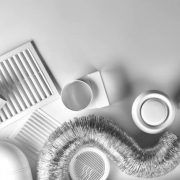 Ventilation system components on white background top view