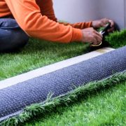 Artificial grass in the garden
