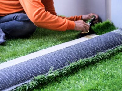 Artificial grass in the garden