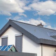 Modern residential house with beautiful metal stream