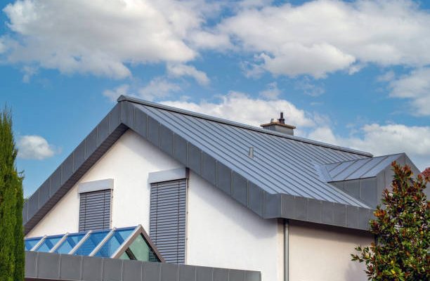 Modern residential house with beautiful metal stream