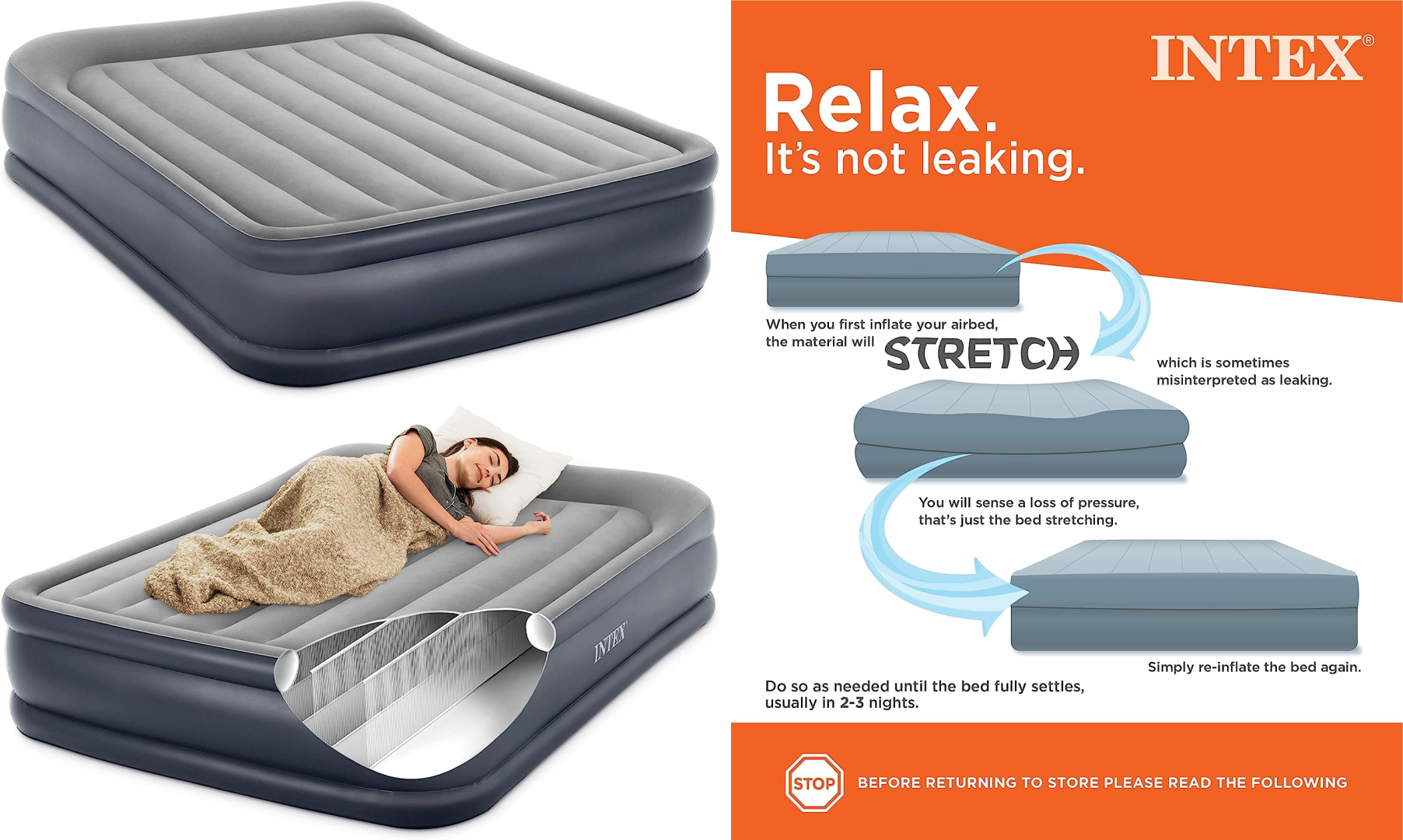 Dura-beam plus deluxe pillow rest air mattress