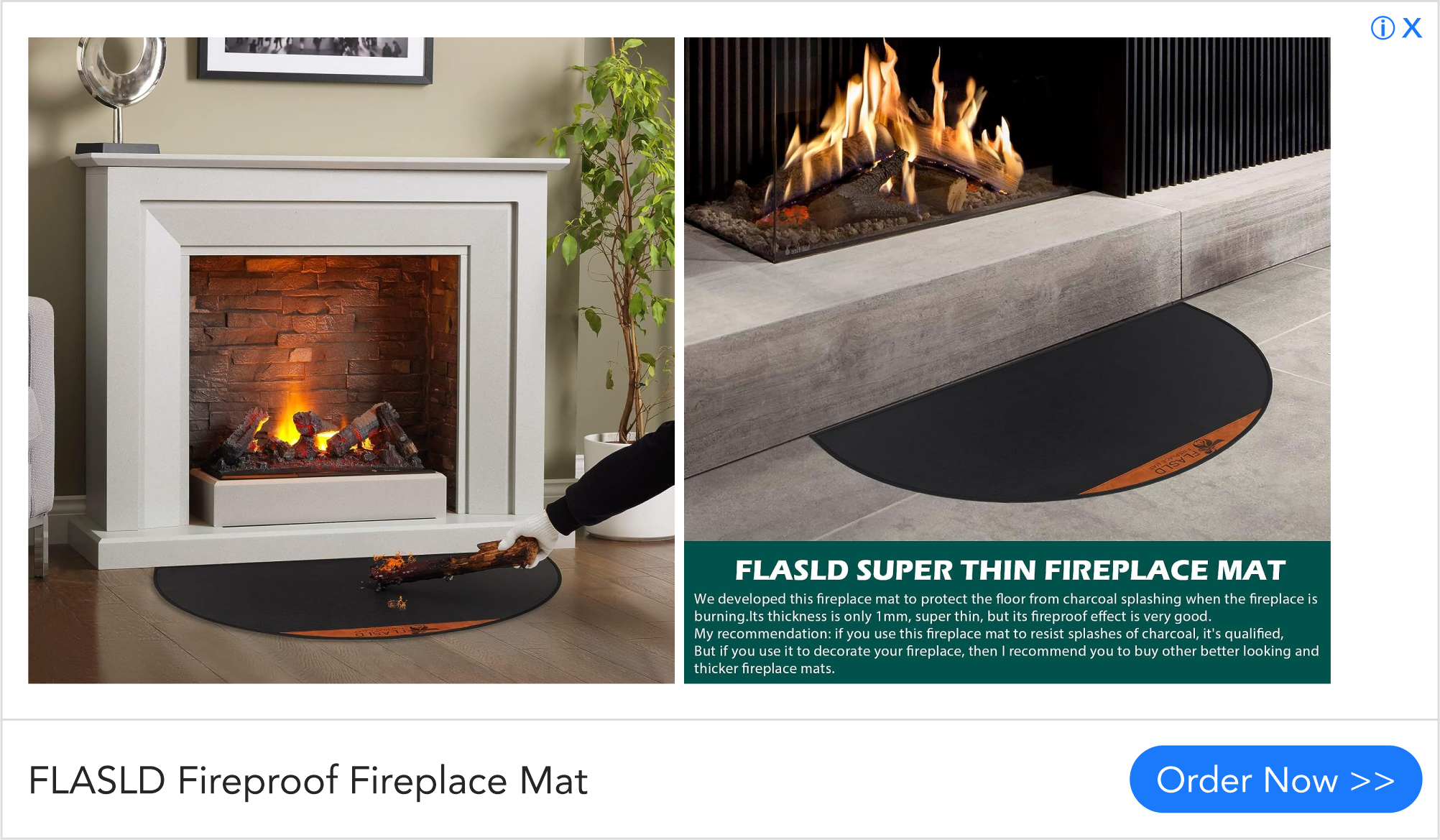 Flasld fireproof fireplace mat
