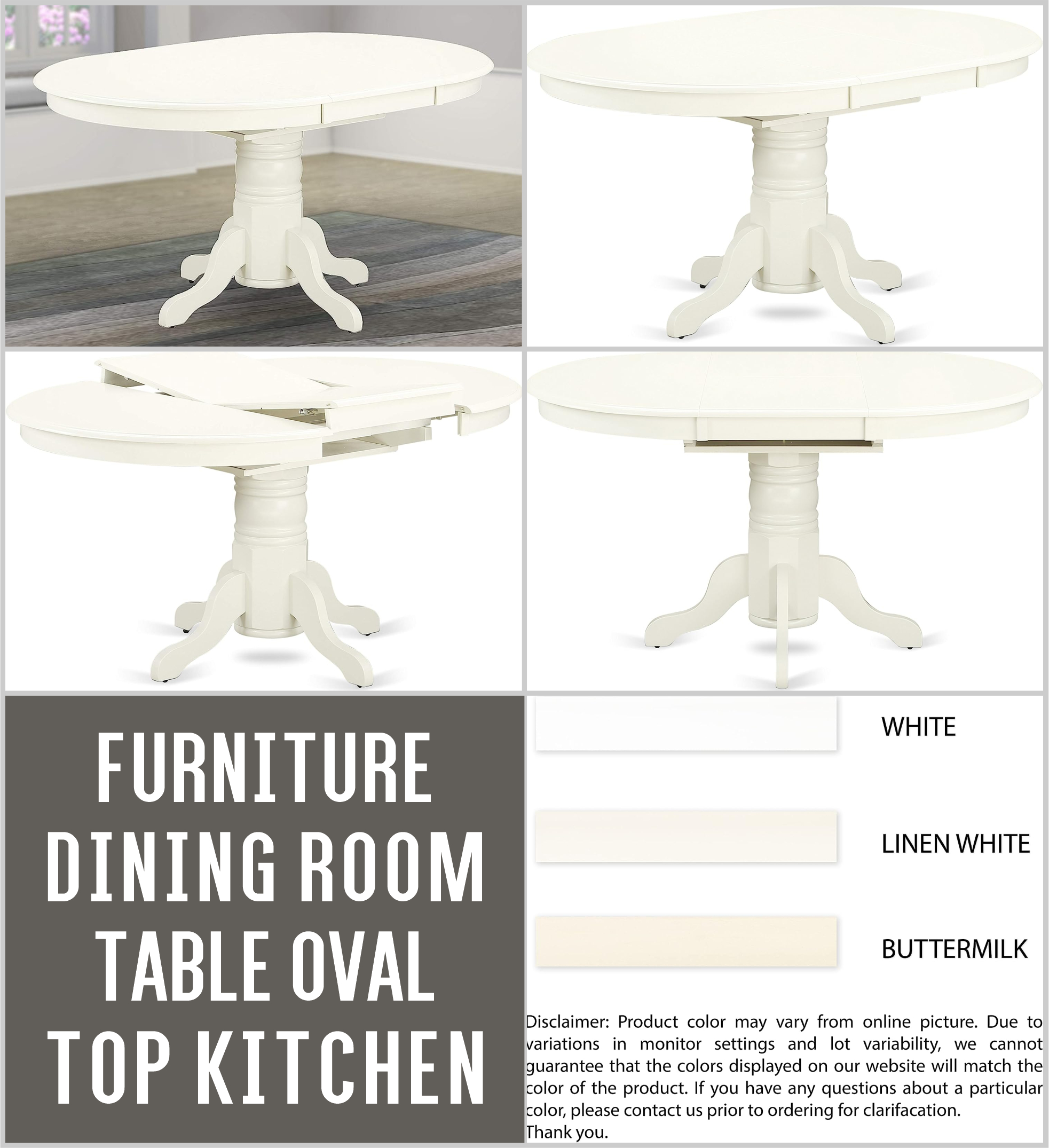 Furniture dining room table oval top kitchen