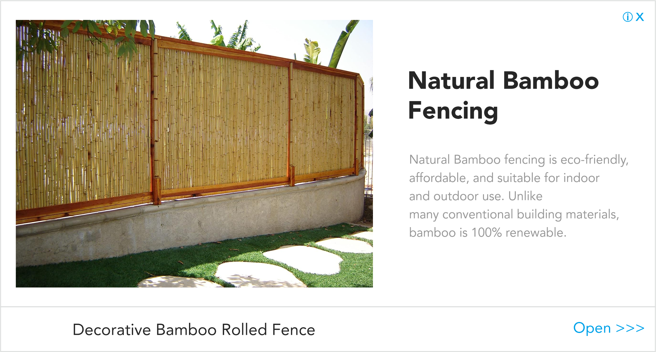 Natural bamboo fencing