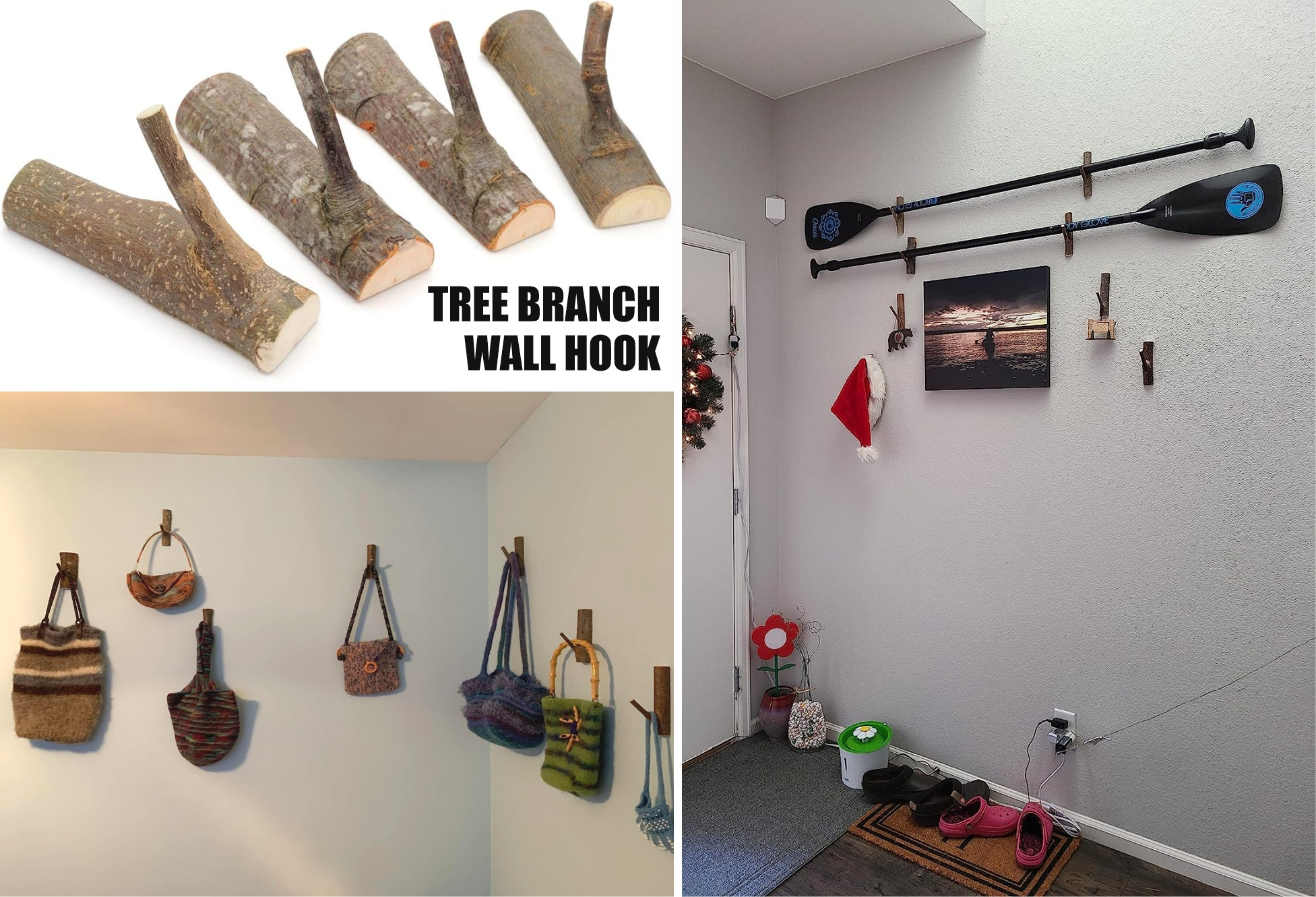 Tree branch wall hook