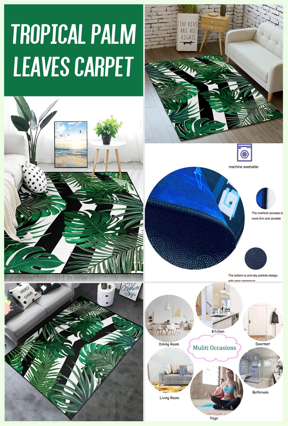 Tropical palm leaves carpet