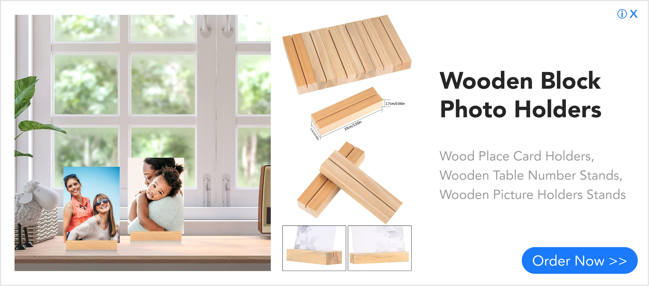 Wooden block photo holders