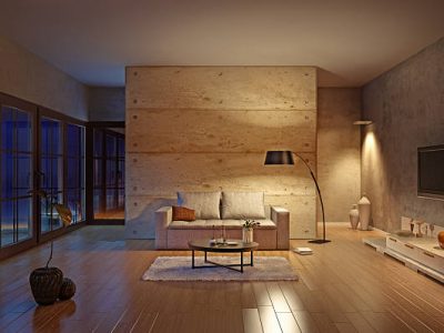 Beautiful modern living room interior (illustration)