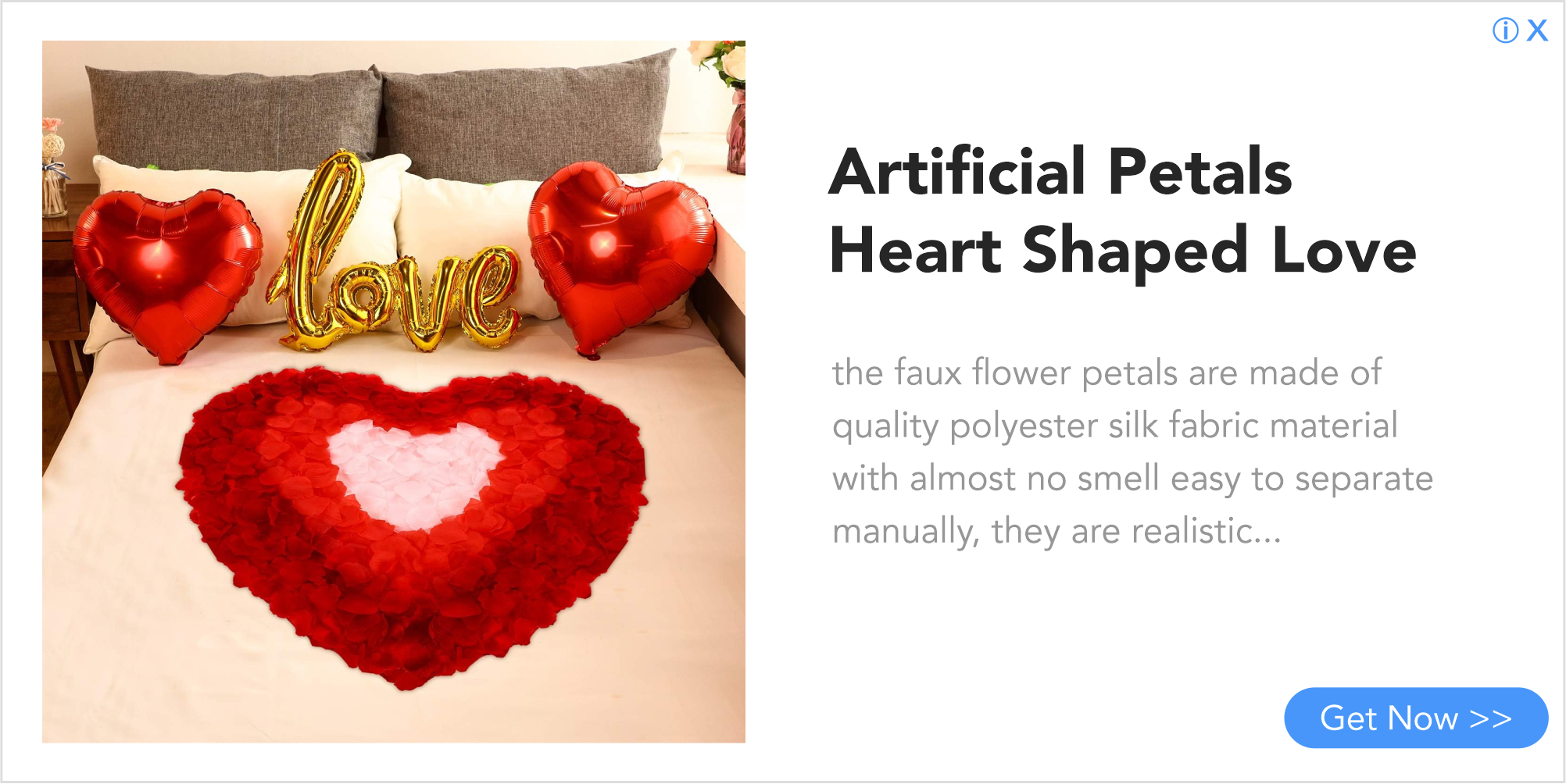 Artificial petals heart shaped love