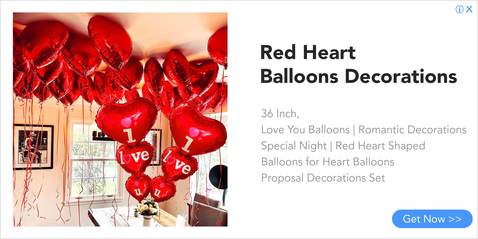 Red heart balloons decorations
