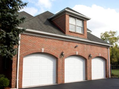 Garage doors of luxury home.