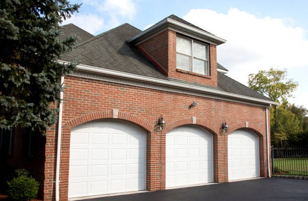 Garage doors of luxury home.