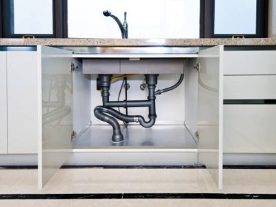 Water pipe under kitchen sink.