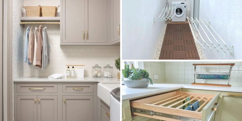 Efficient and organized laundry room drying rack ideas