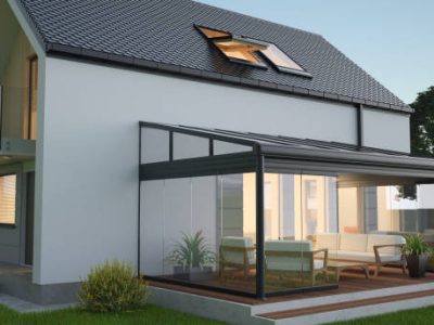 Home terrace patio idea, render 3d