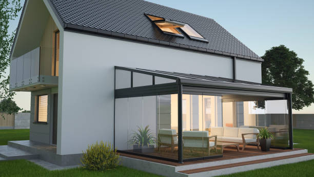 Home terrace patio idea, render 3d