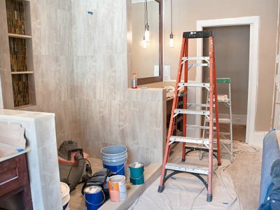 Master bathroom remodeling: painting in-progress