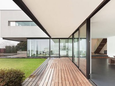 Architecture, beautiful interior of a modern villa, view from veranda
