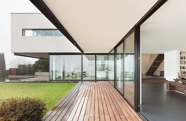 Architecture, beautiful interior of a modern villa, view from veranda