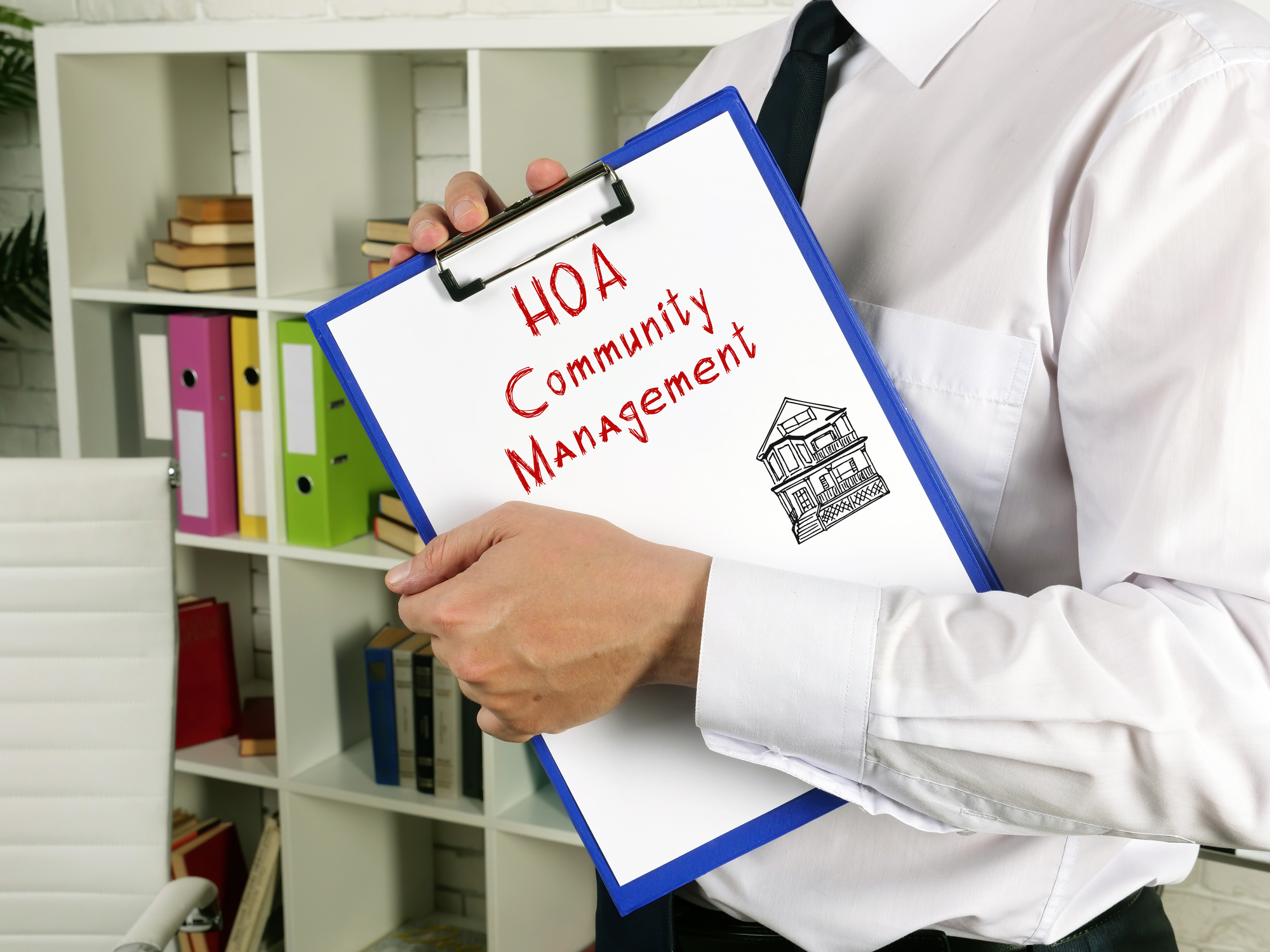Homeowner association hoa community management inscription on the sheet.