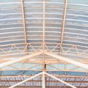 Ceiling roof metal sheet old structure in building indoor