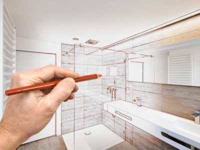 Drawing renovation of a luxury bathroom estate home shower