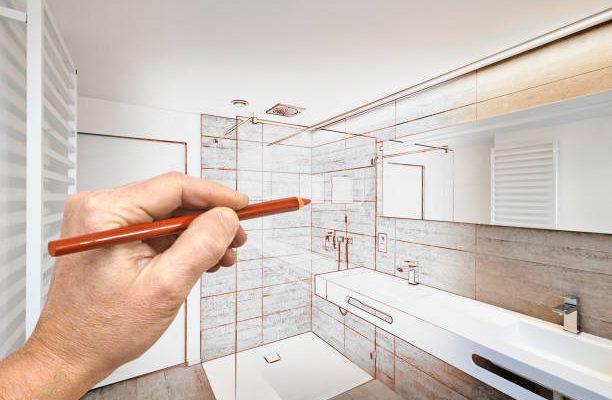 Drawing renovation of a luxury bathroom estate home shower