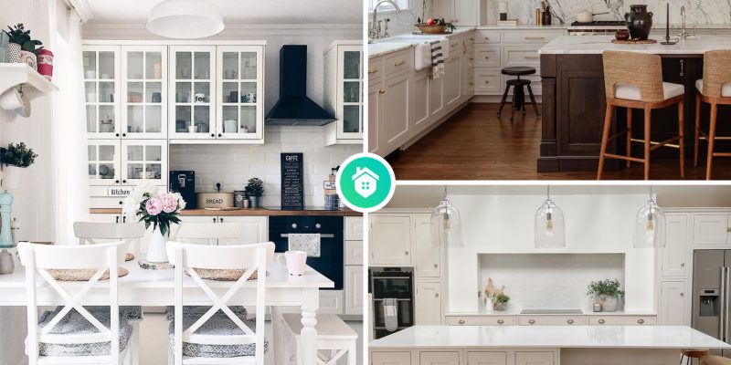 Stylish white on white cabinet for your kitchen