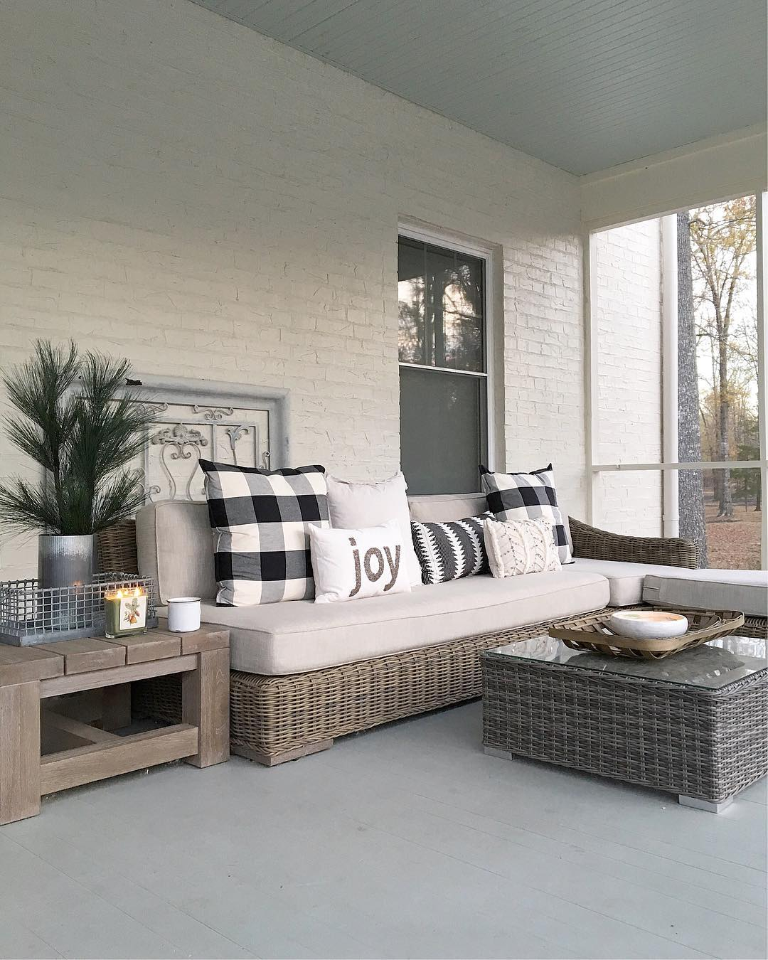 Wooden side table for the porch.