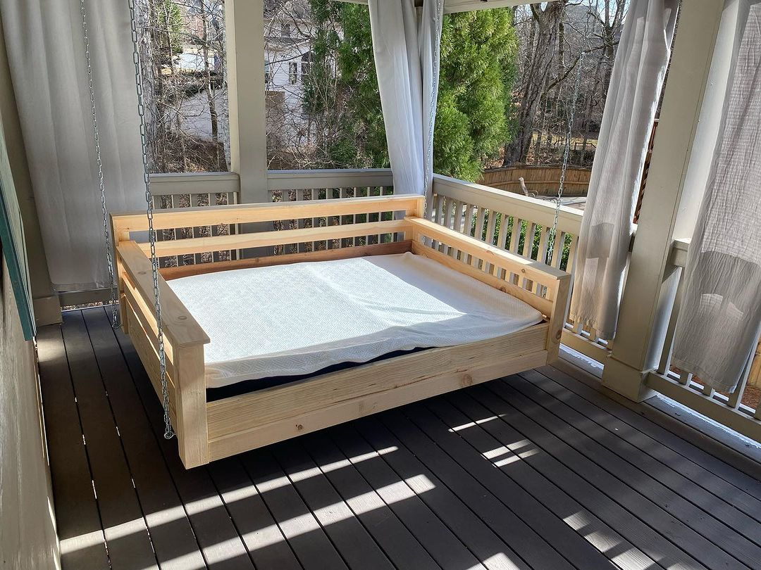 There are some different kinds of swing but the one that is commonly used for the porch is the bench swing or bed swing. 
