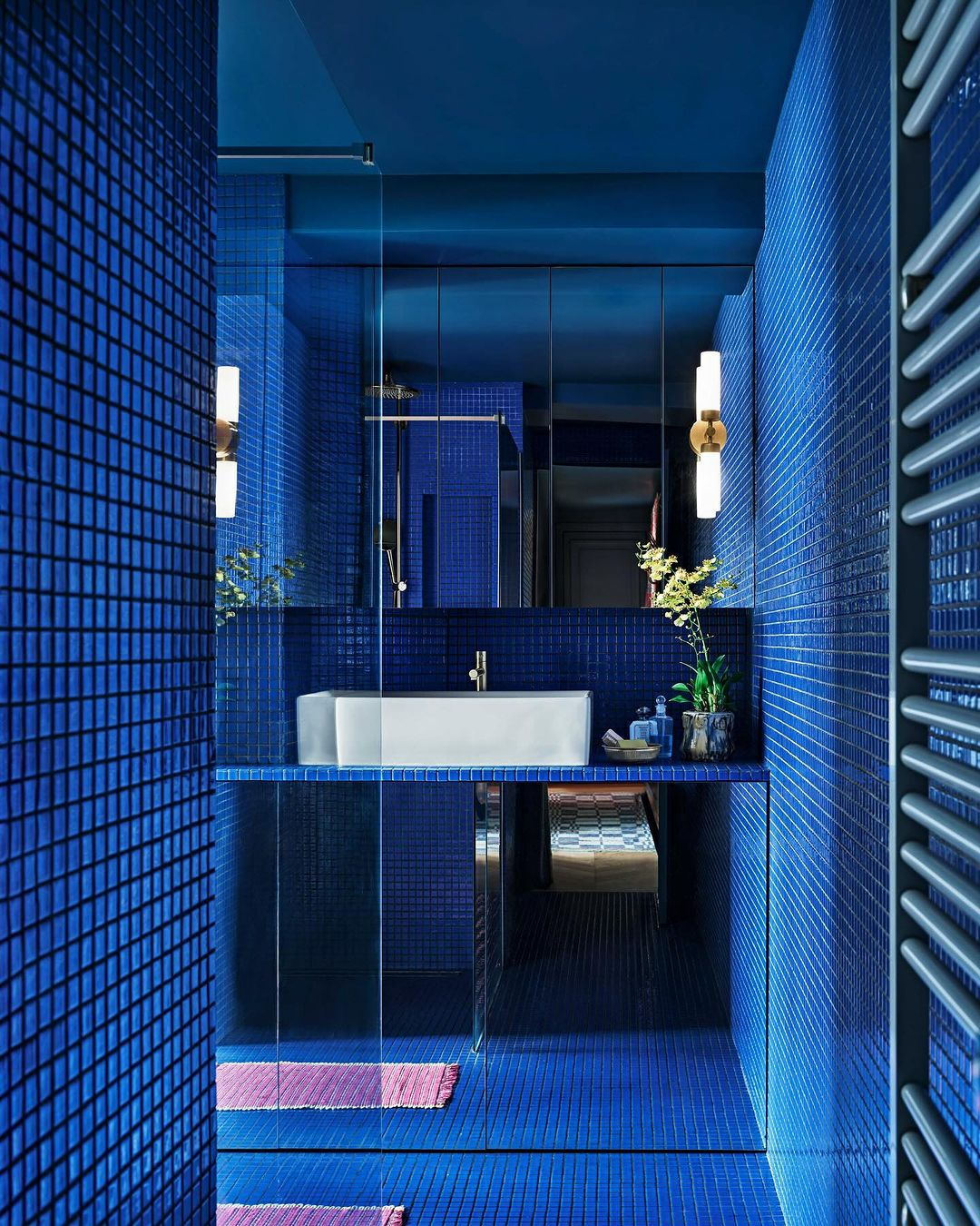 Blue bathroom flooring