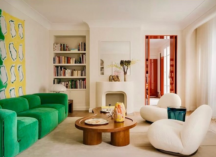 Bold sofa to reflect the retro vibes