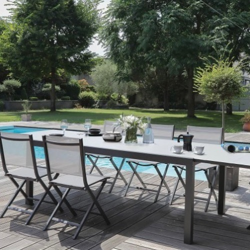 The dining set is simple but can function well. It has a material that can be durable enough with the weather changing.
