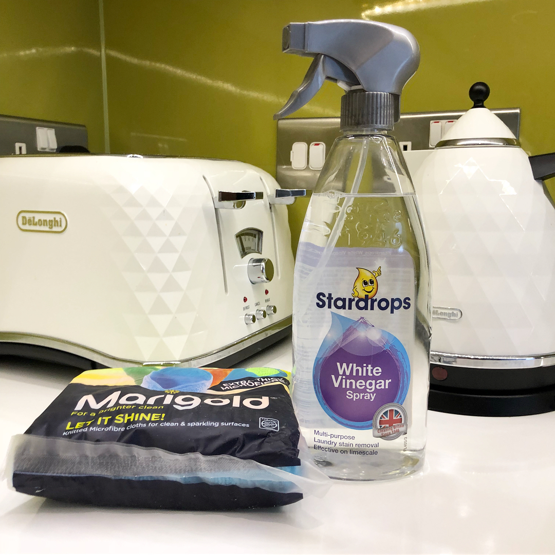 The simple one that you can use is the vinegar. Then, you can use a sponge or brush just based on the area that needs to be cleaned.