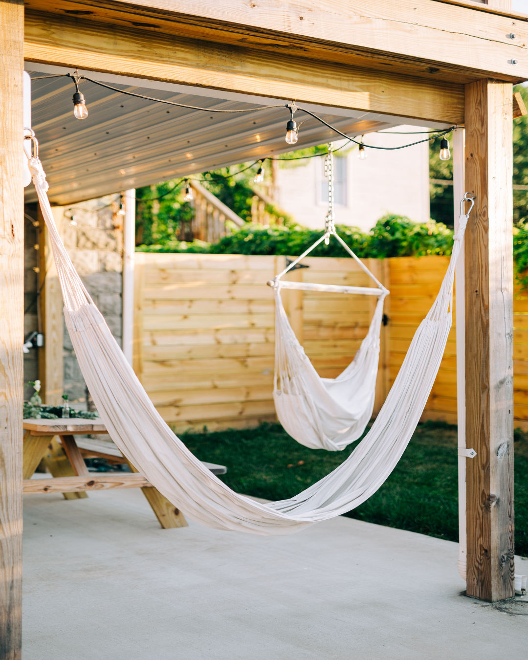 If you want to take a nap or read a book while lying outside, the hammock is such a must.