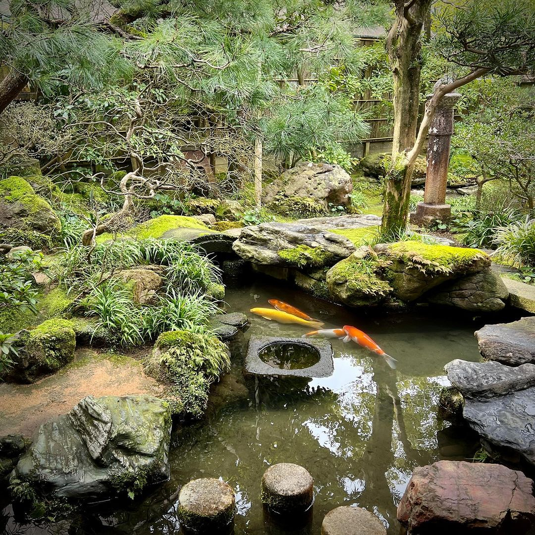 Even when only small, this garden has a bridge. Then, there is also a pond with fish to make the garden feel like a real island with complete nature elements.