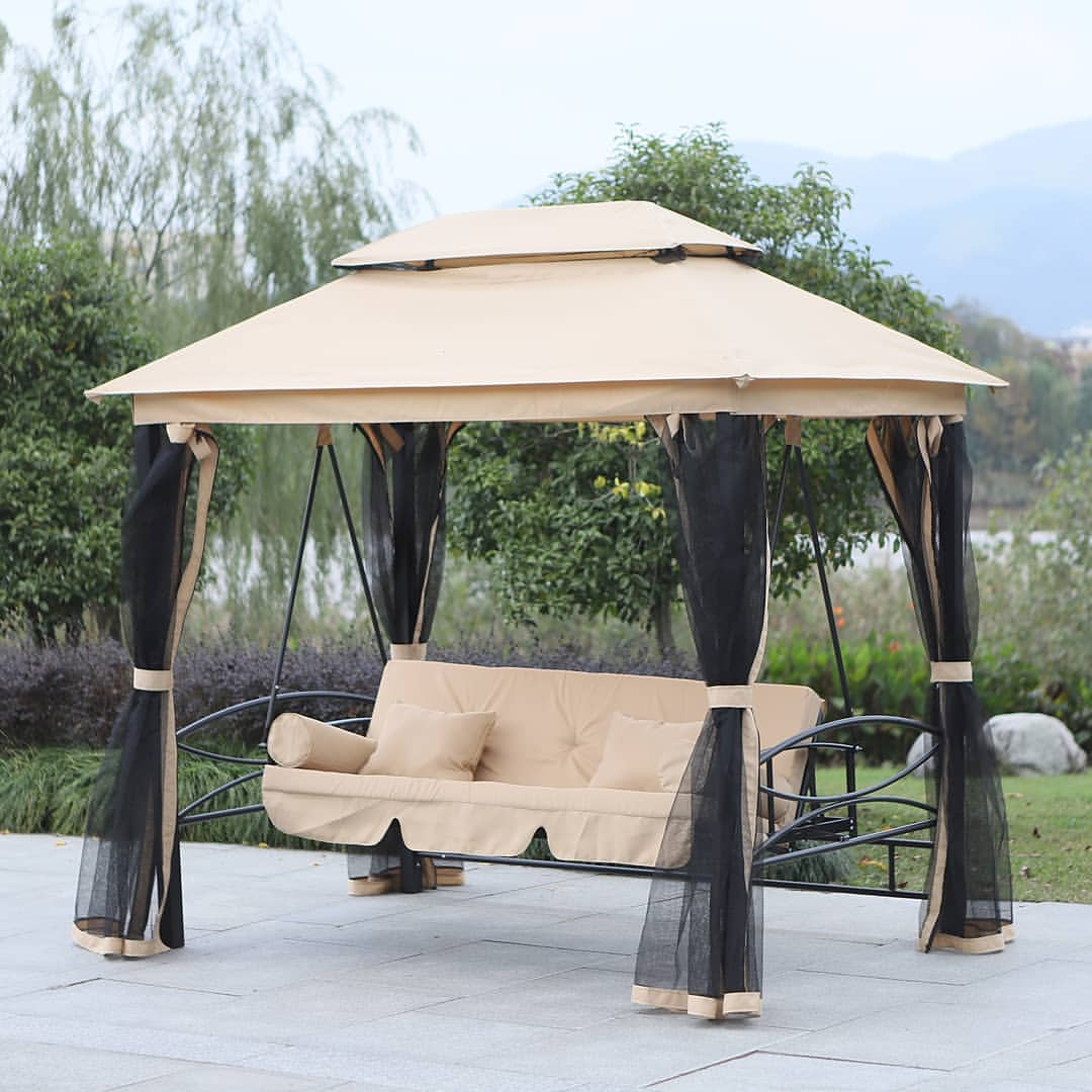 It is an example of a daybed swing. It is great since it can be used for at least three people.