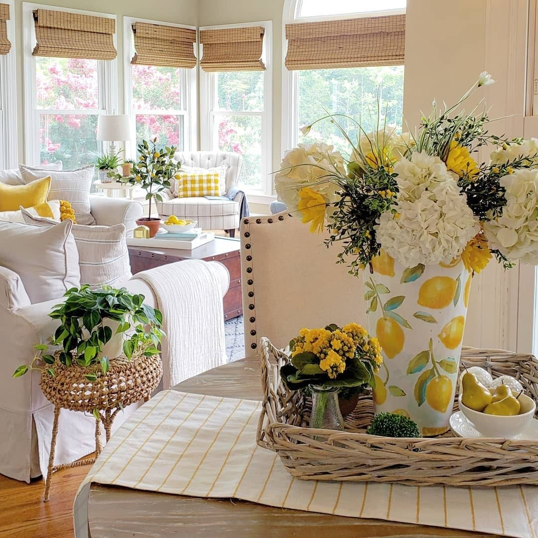 You can see the rattan material being used in this decoration for the decorative tray and plant holder.