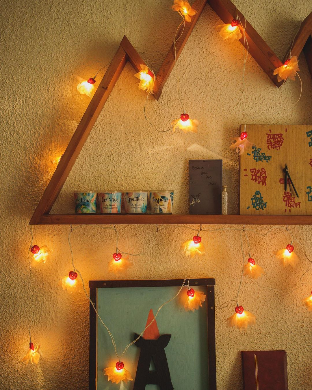 Look at how pretty this string light design is. It is shaped like a blooming flower with perfect light.
