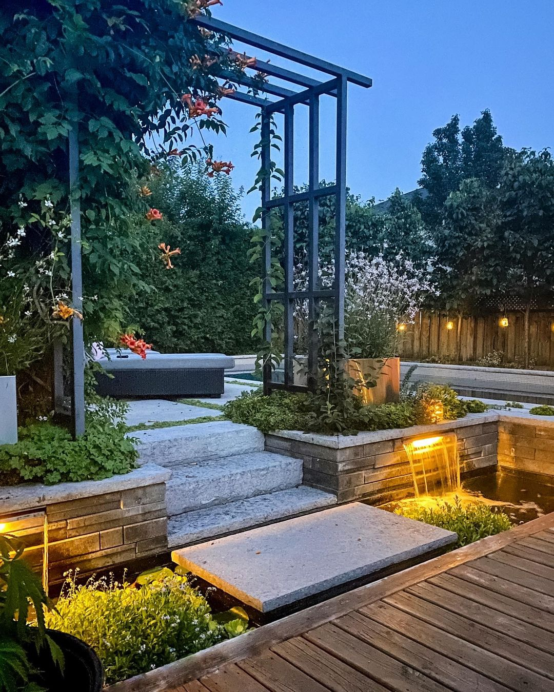 The water feature here is really interesting. It is a miniature of a waterfall.