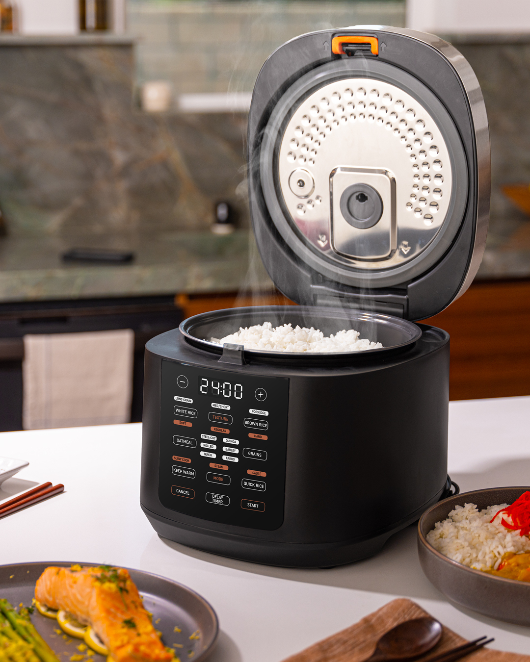 With a fully cooked rice condition, you can set the control panel to 'warm' mode.
