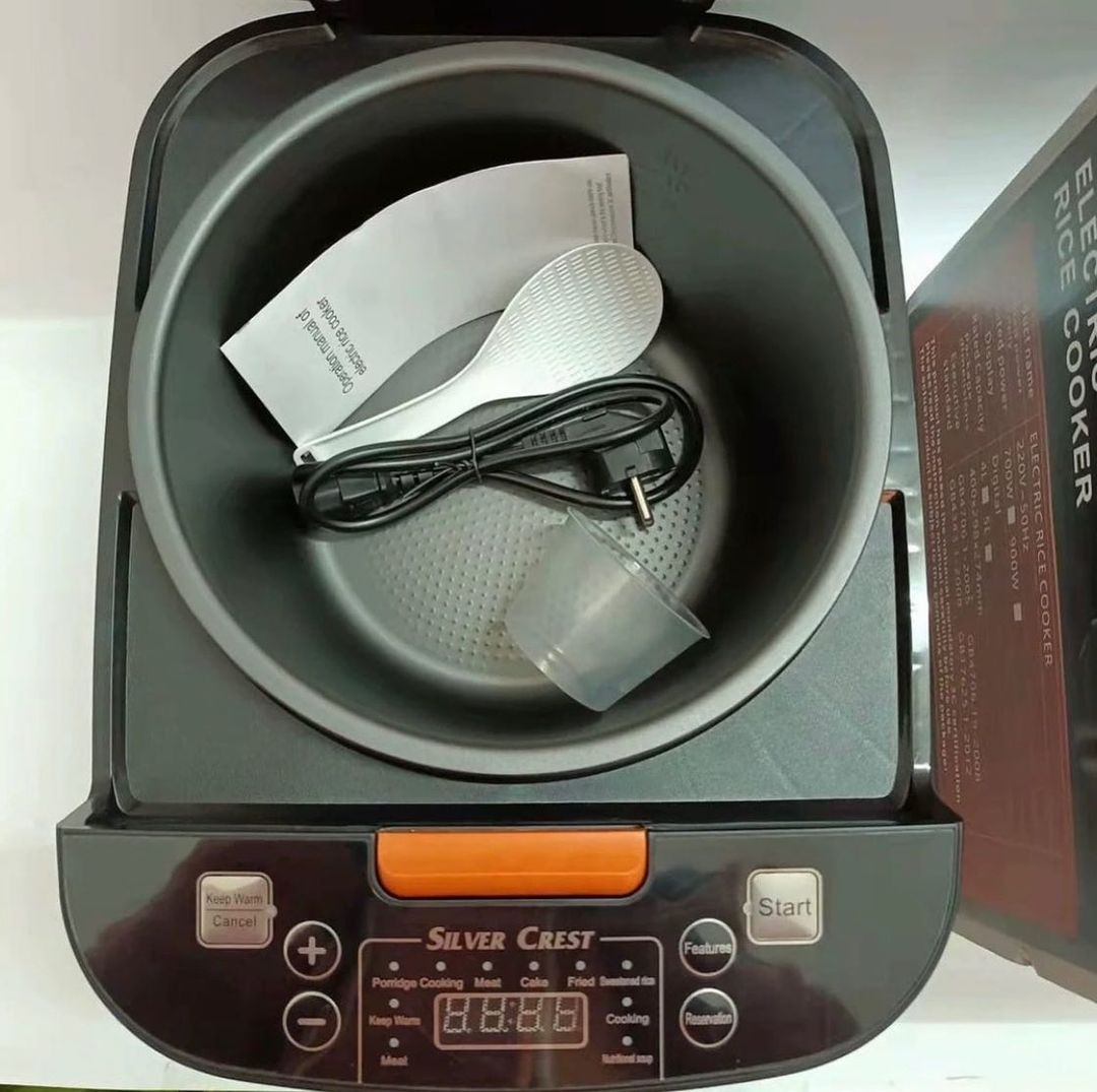 A rice cooker commonly comes in one set with the inner pot, a ladle, a rice measurer, and a steamer tool.