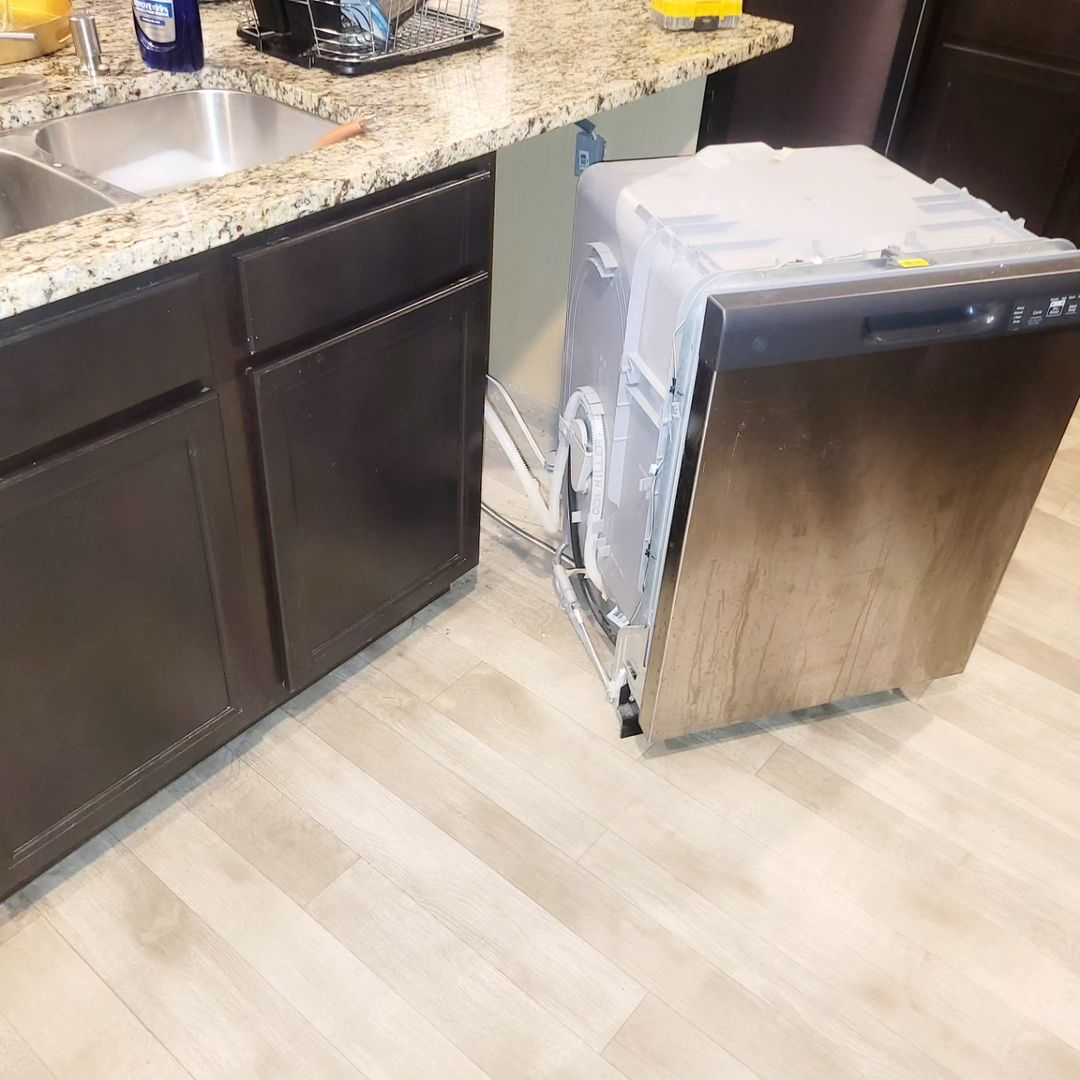 If you don't need to displace the dishwasher, you don't need to move it too far with the countertop.