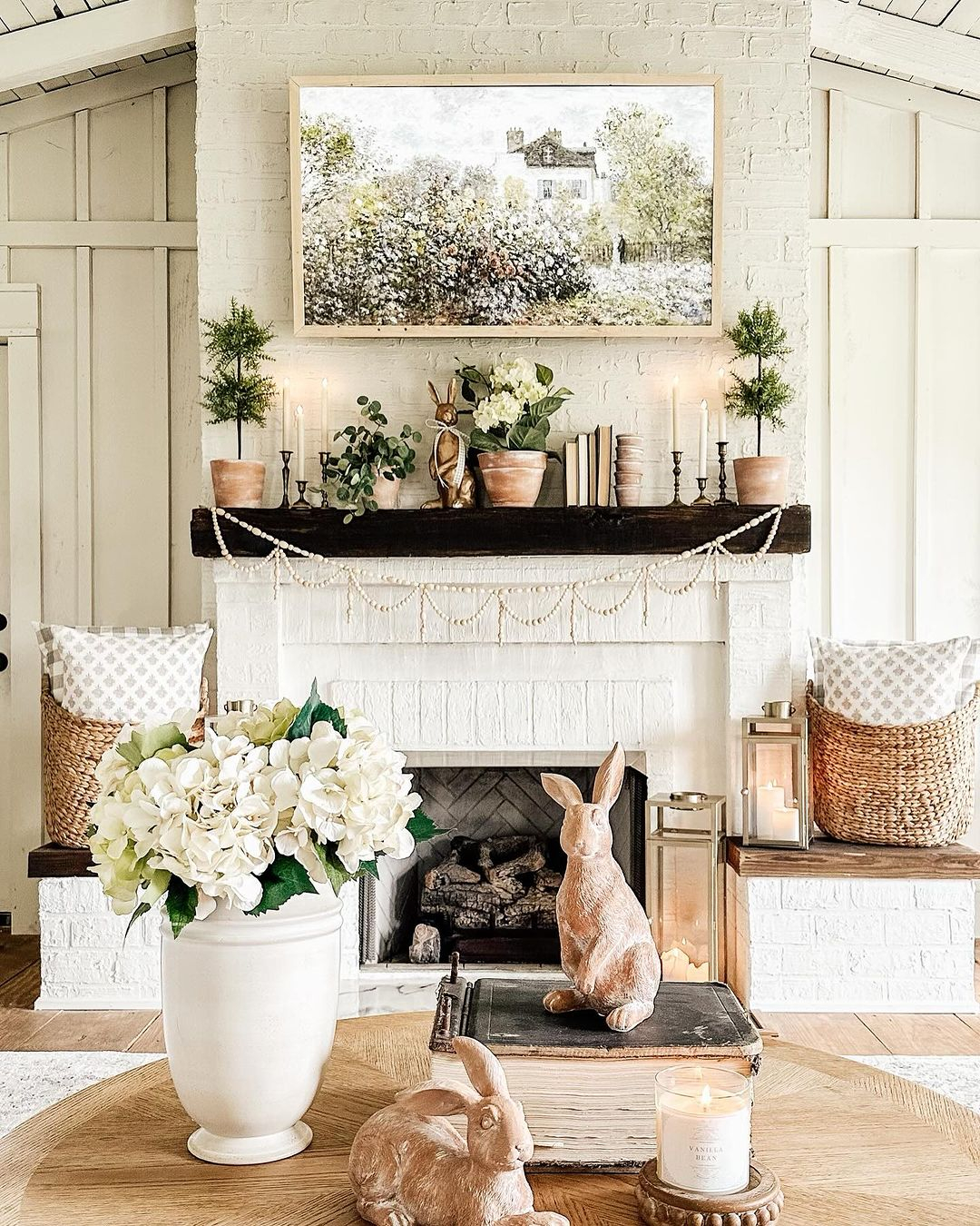 The rabbit character can be a great one for spring. Look at this living room decoration with rabbit characters.