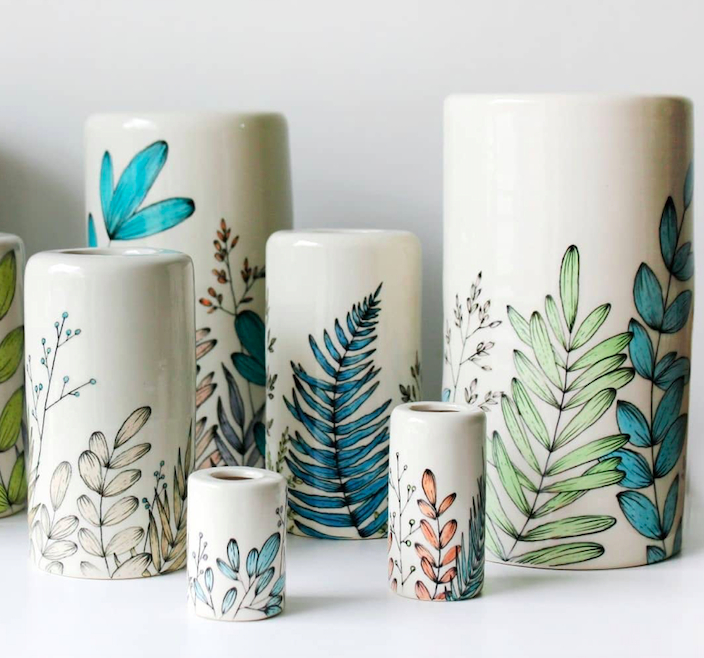 These ceramics in tropical prints can be used to many functions.